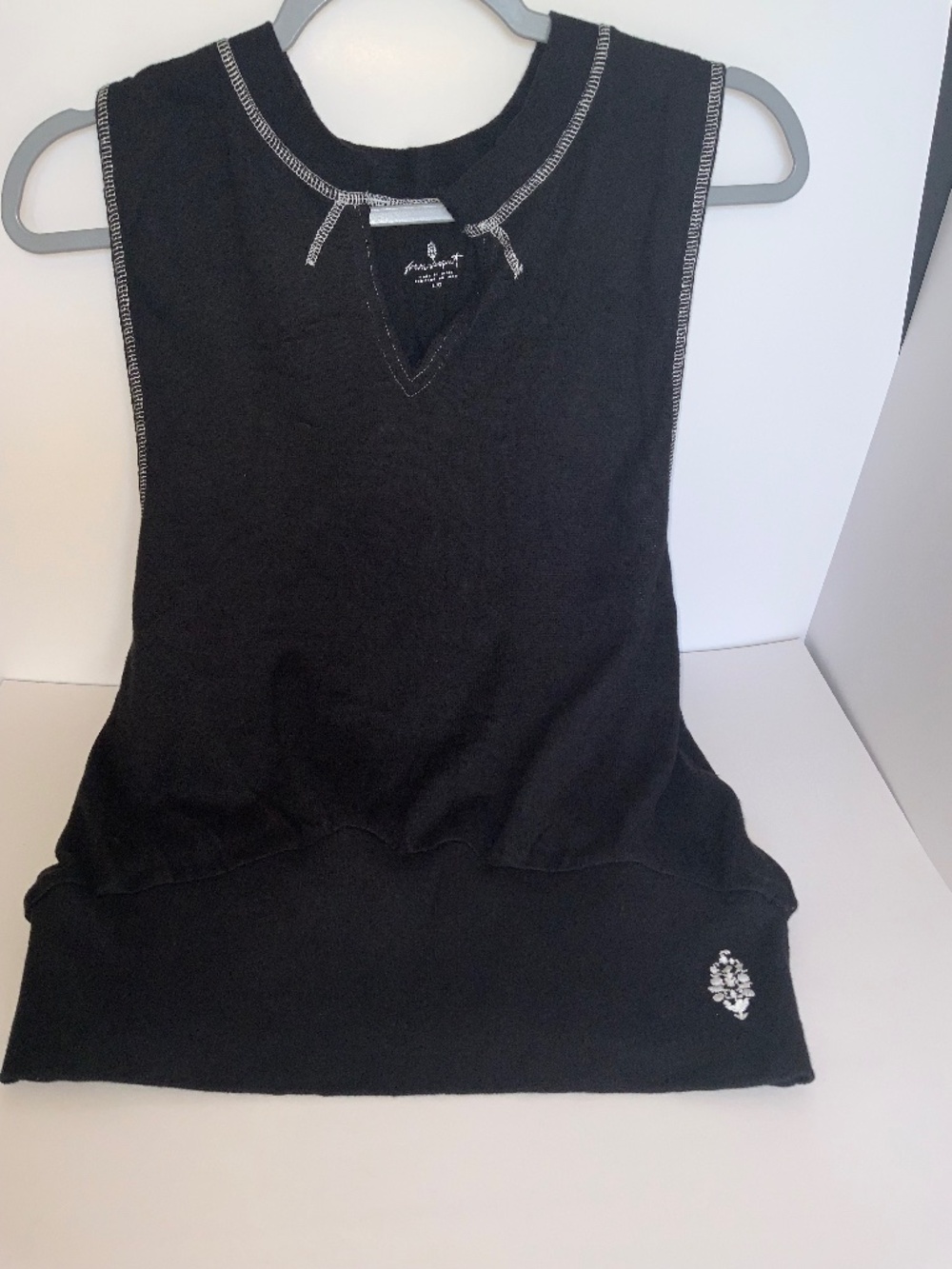 Free People So Twisted Tank - Black-White - Size: Large